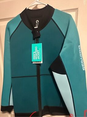 Sea Submersible Men's Montego Swim Jacket in Teal/Light Blue